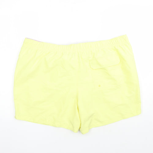 Marks and Spencer Mens Yellow Polyester Sweat Shorts Size 3XL L6 in Regular Drawstring - Elasticated Waist Swim Shorts Pockets