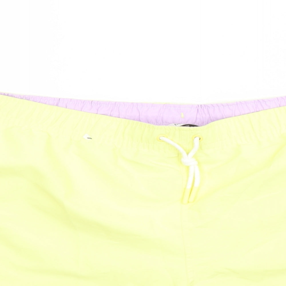 Marks and Spencer Mens Yellow Polyester Sweat Shorts Size 3XL L6 in Regular Drawstring - Elasticated Waist Swim Shorts Pockets