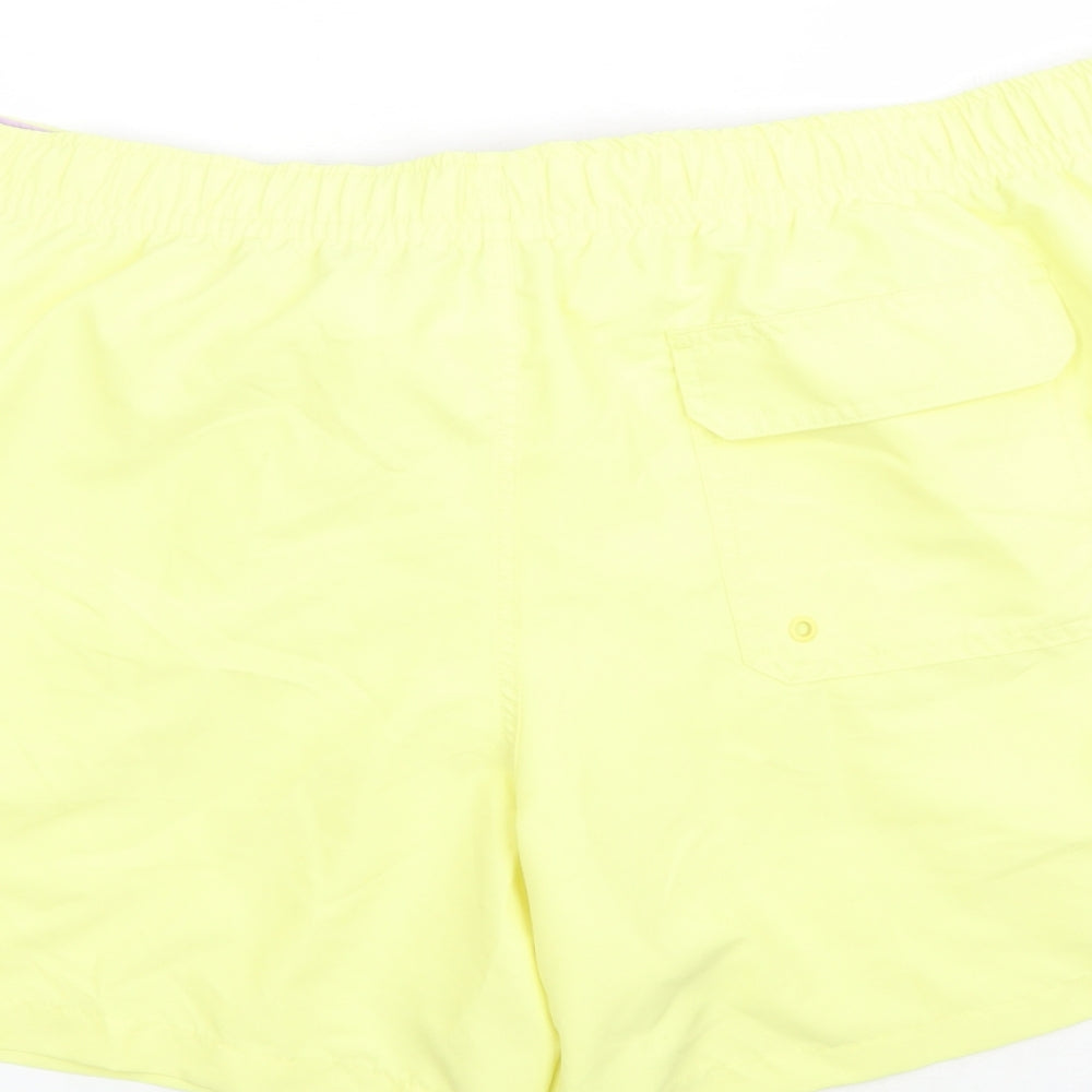 Marks and Spencer Mens Yellow Polyester Sweat Shorts Size 3XL L6 in Regular Drawstring - Elasticated Waist Swim Shorts Pockets