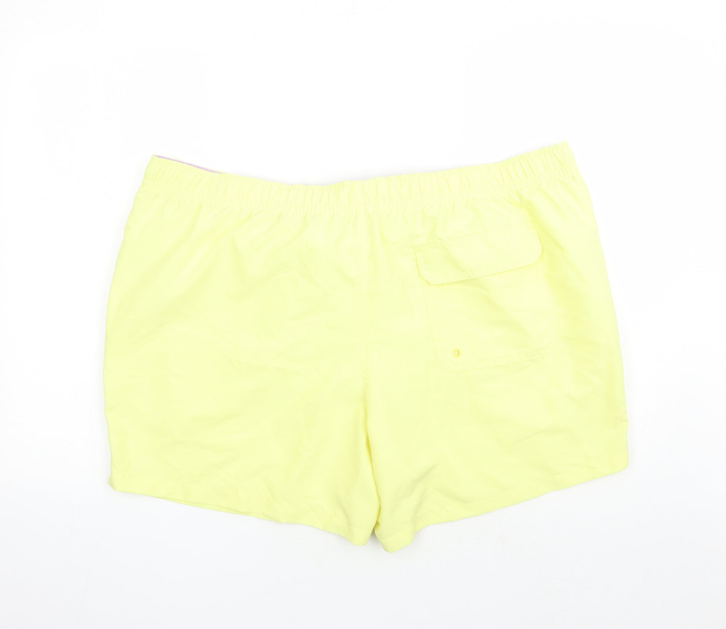 Marks and Spencer Mens Yellow Polyester Sweat Shorts Size 3XL L6 in Regular Drawstring - Elasticated Waist Swim Shorts Pockets