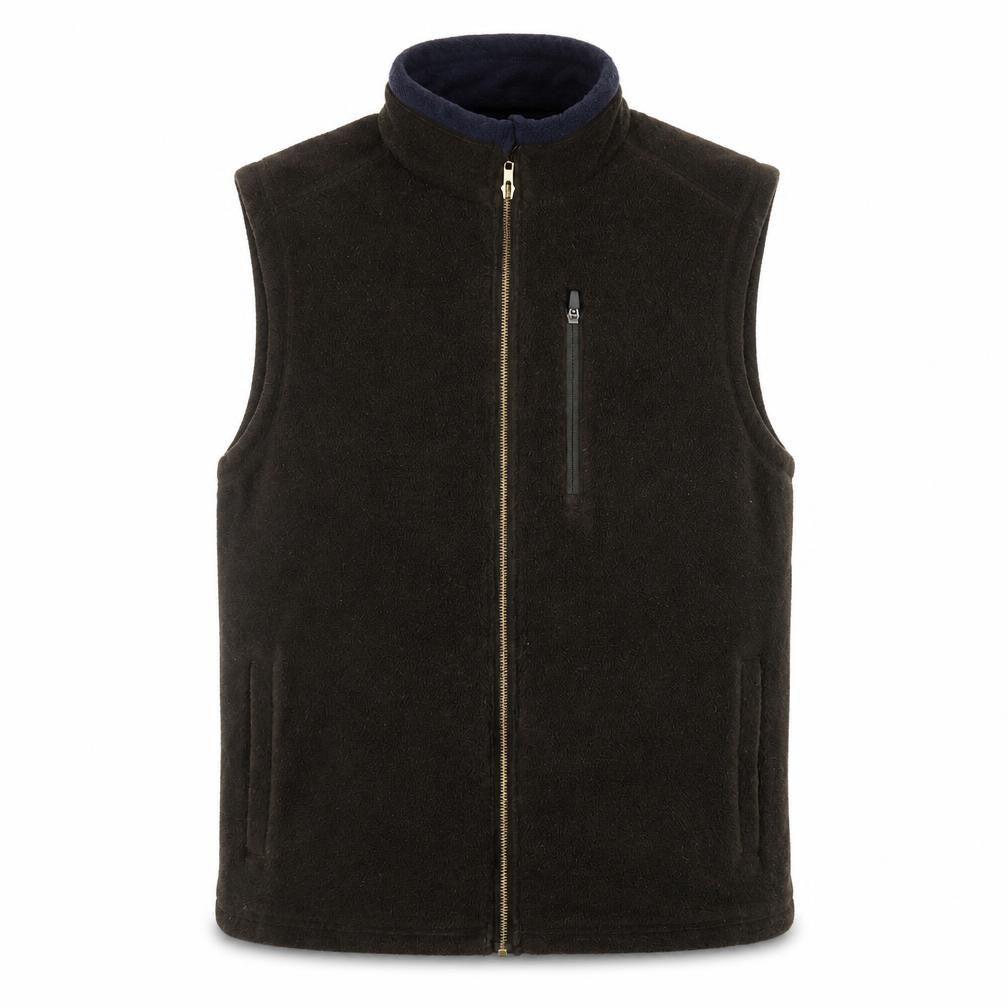 Front view of Hawkshead men’s brown jacket waistcoat, size M, zip - pockets