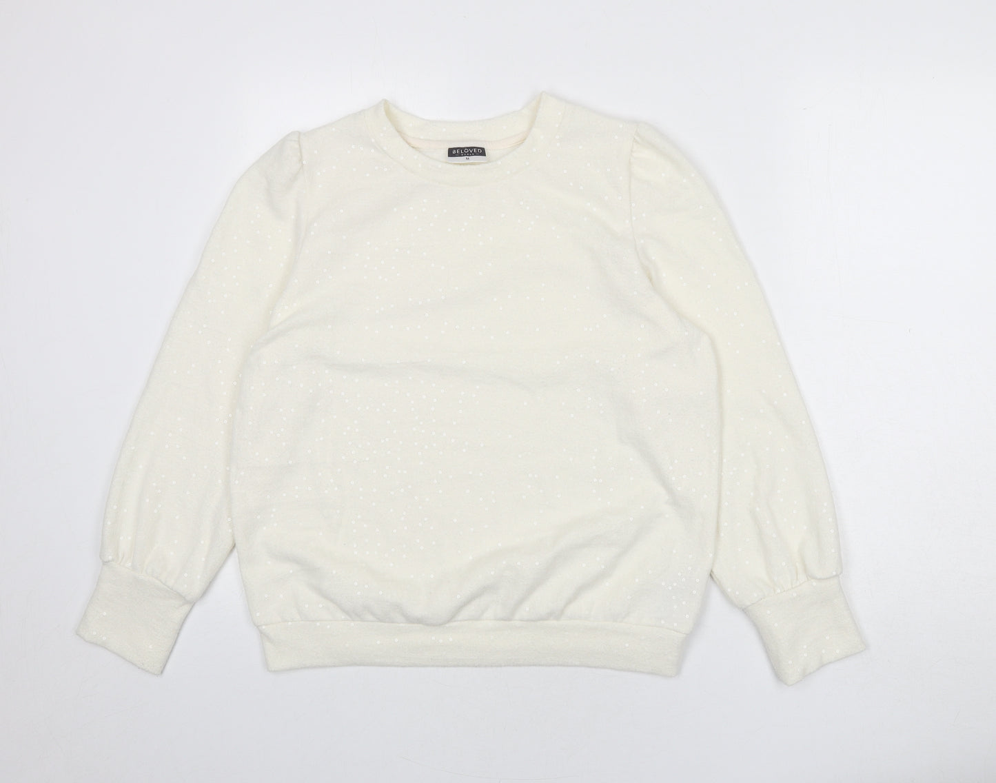 Beloved Womens Ivory Polyester Pullover Sweatshirt Size M Pullover - Sequins