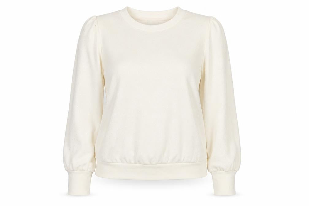 Front view of Beloved women’s ivory polyester pullover sweatshirt, size M, pullover - sequins
