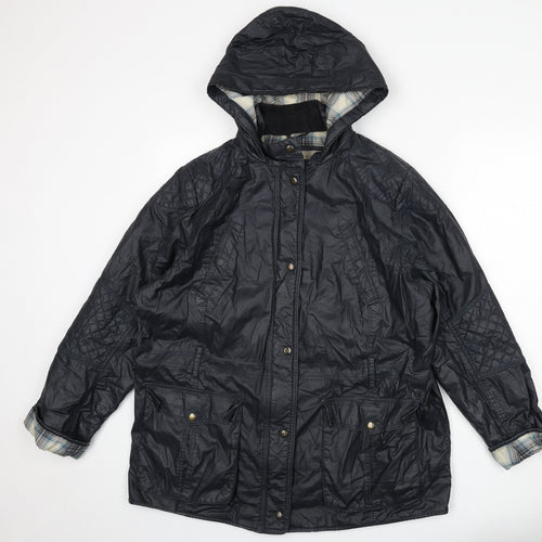 Indigo Womens Black Rain Coat Coat Size 20 Zip