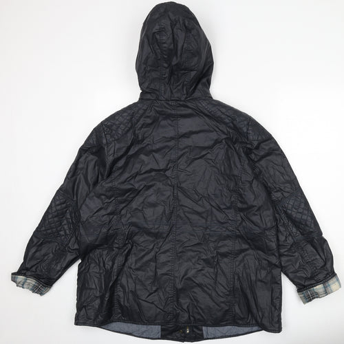 Indigo Womens Black Rain Coat Coat Size 20 Zip