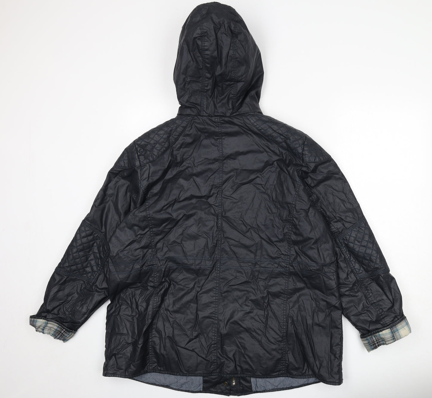 Indigo Womens Black Rain Coat Coat Size 20 Zip