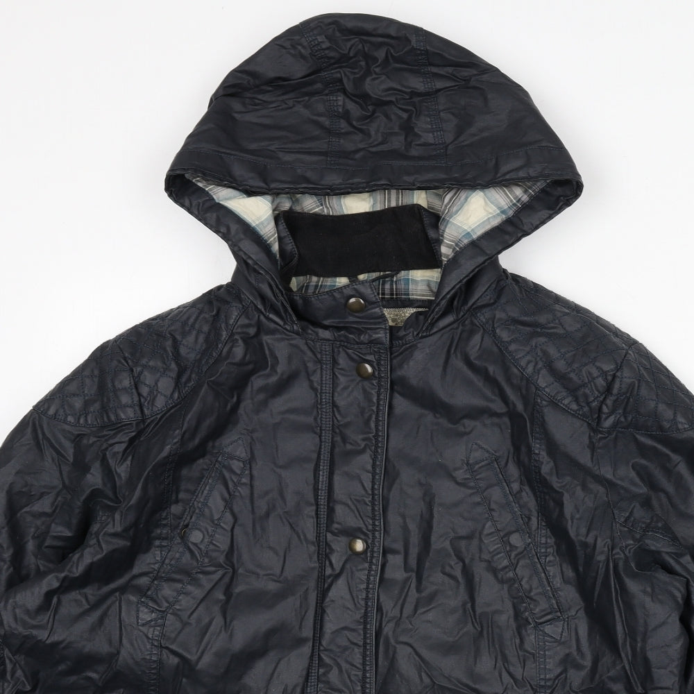 Indigo Womens Black Rain Coat Coat Size 20 Zip