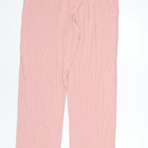 Marks and Spencer Womens Pink Solid Viscose Capri Pyjama Pants Size M - Lace Trim