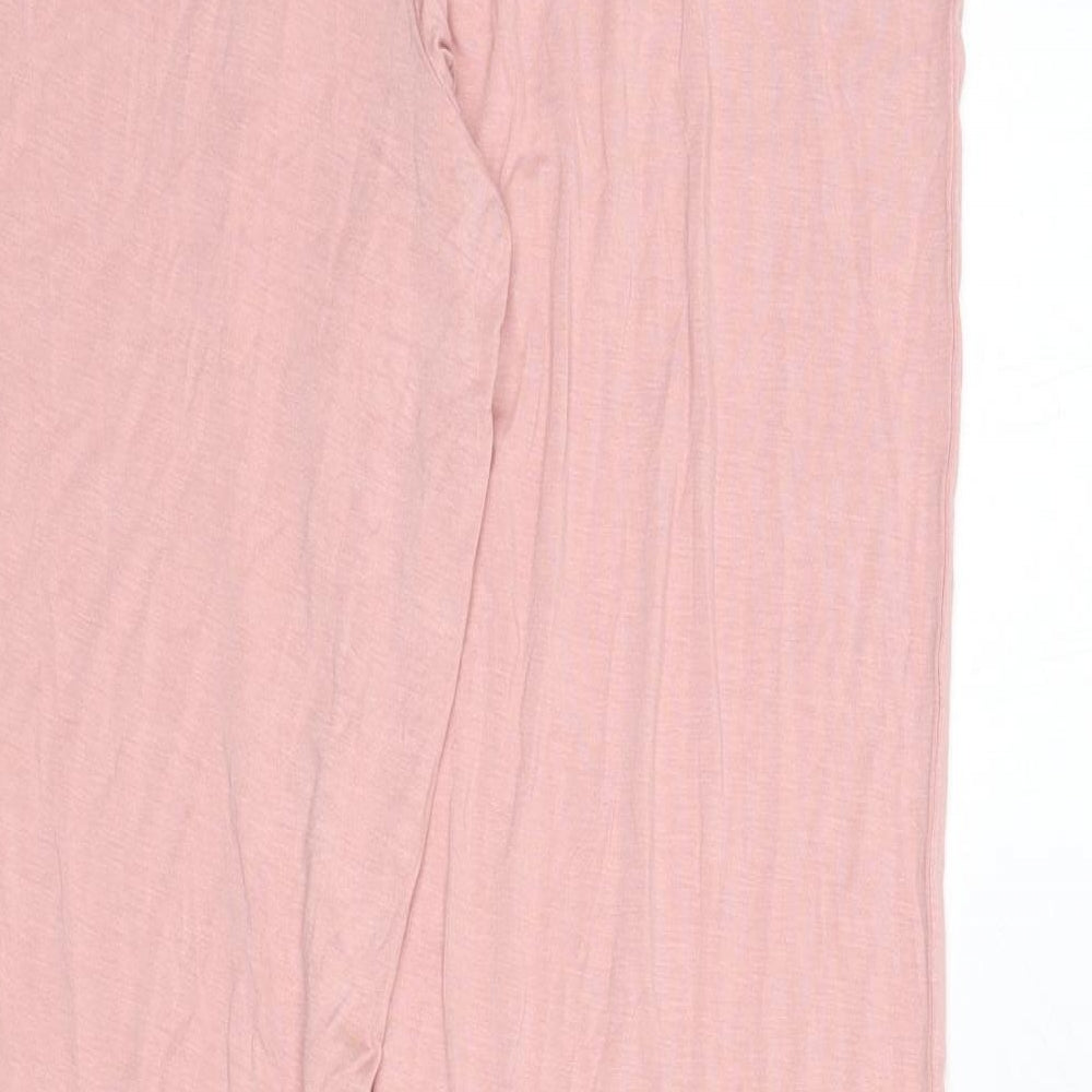 Marks and Spencer Womens Pink Solid Viscose Capri Pyjama Pants Size M - Lace Trim
