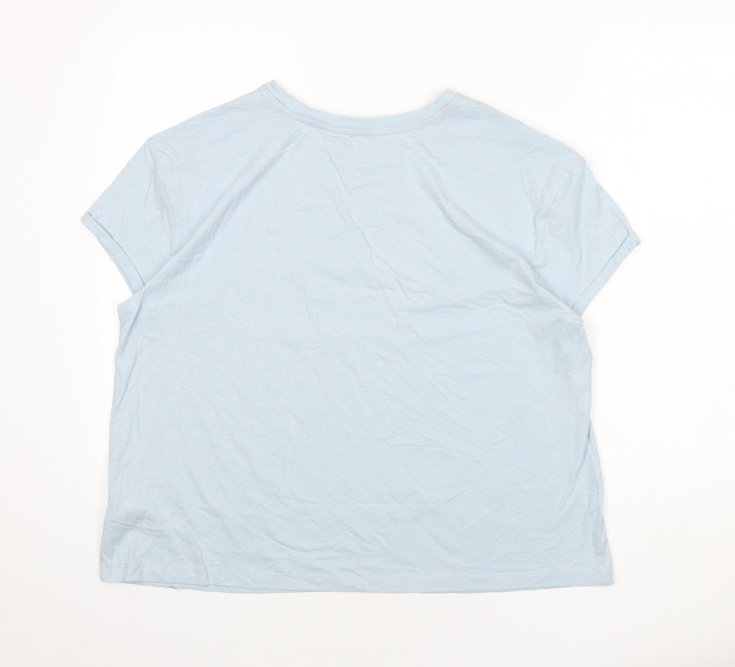 Marks and Spencer Womens Blue Solid 100% Cotton Top Pyjama Top Size L - Dreamer