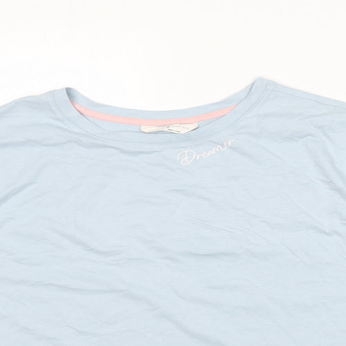 Marks and Spencer Womens Blue Solid 100% Cotton Top Pyjama Top Size L - Dreamer