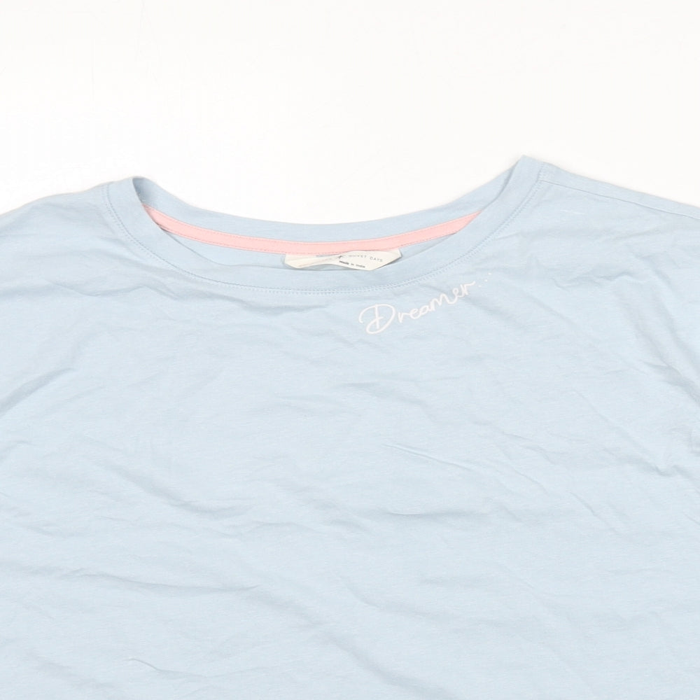 Marks and Spencer Womens Blue Solid 100% Cotton Top Pyjama Top Size L - Dreamer