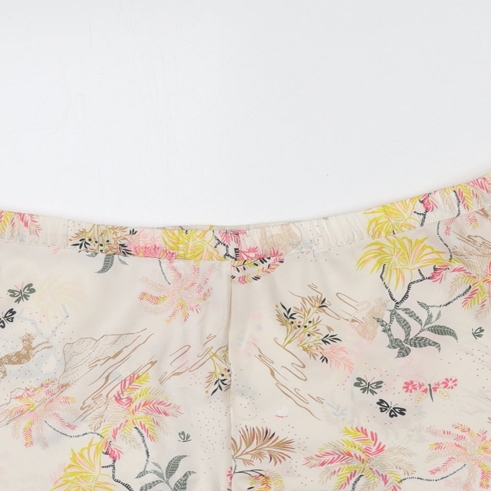 Marks and Spencer Womens Beige Geometric Polyester Capri Sleep Shorts Size 22 - Leaf Print