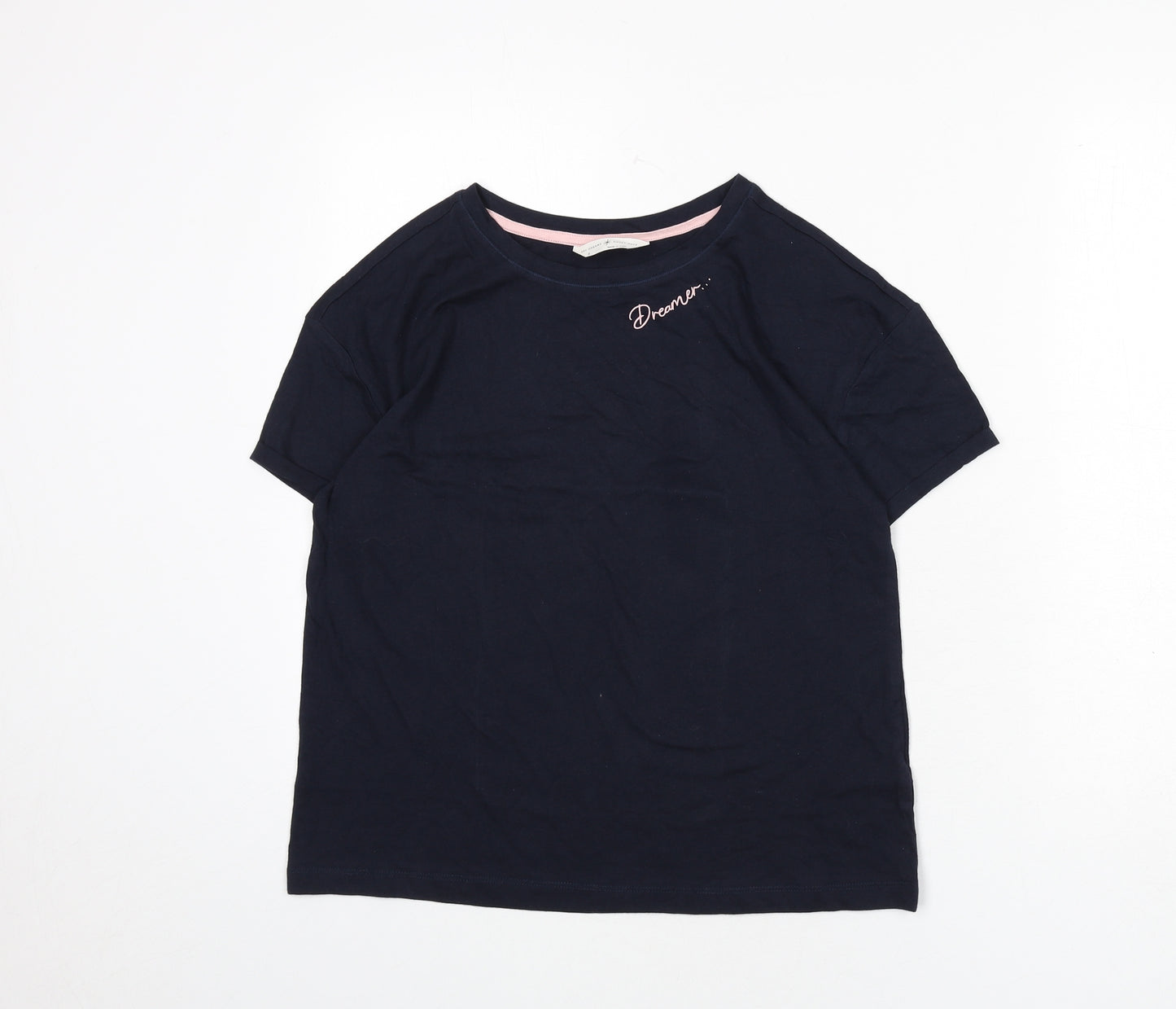 Marks and Spencer Womens Blue Solid Cotton Top Pyjama Top Size S - Dreamer