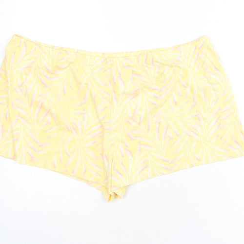 Marks and Spencer Womens Yellow Geometric 100% Cotton Capri Sleep Shorts Size XL