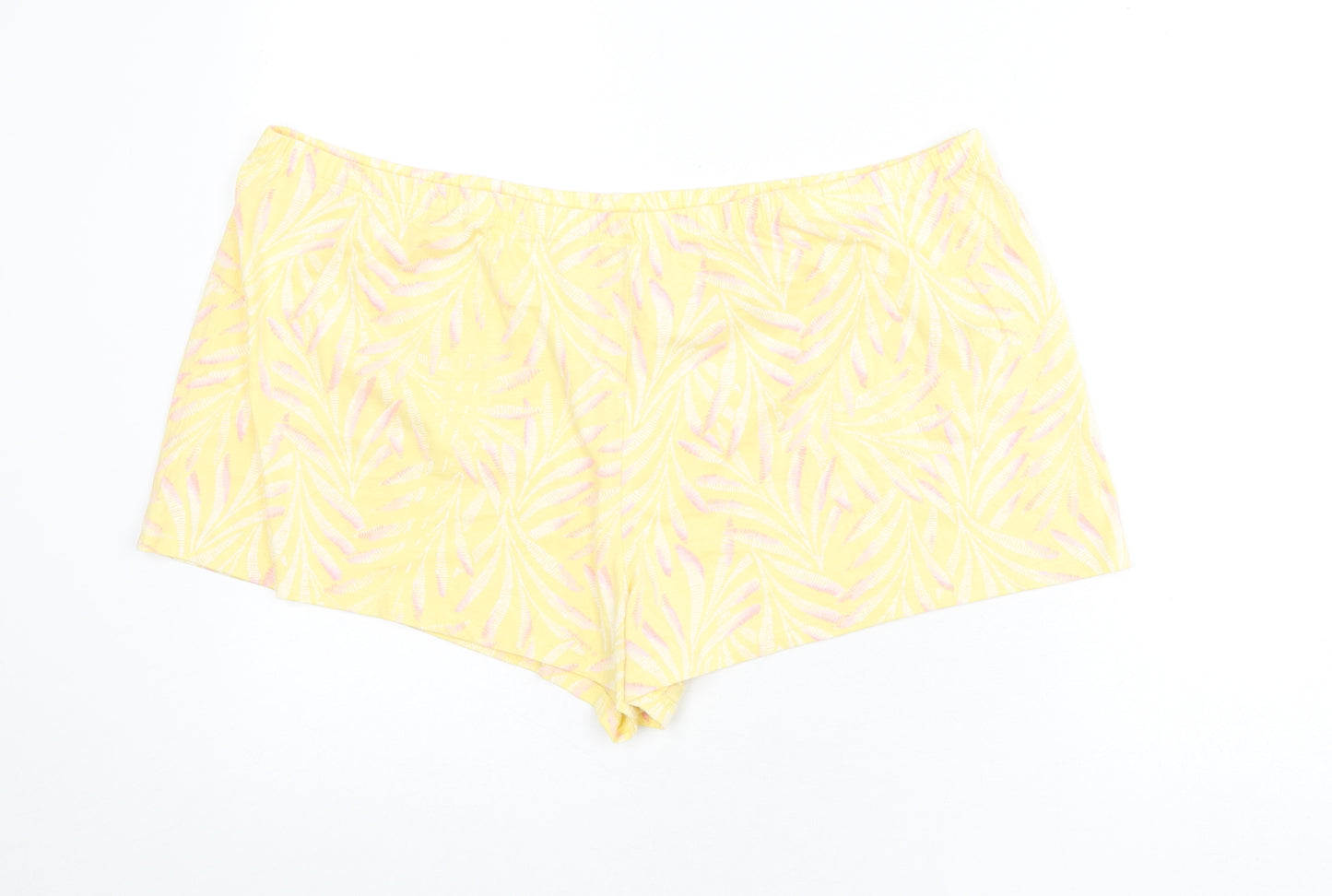 Marks and Spencer Womens Yellow Geometric 100% Cotton Capri Sleep Shorts Size XL