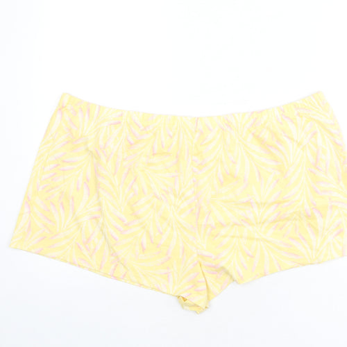Marks and Spencer Womens Yellow Geometric 100% Cotton Capri Sleep Shorts Size XL