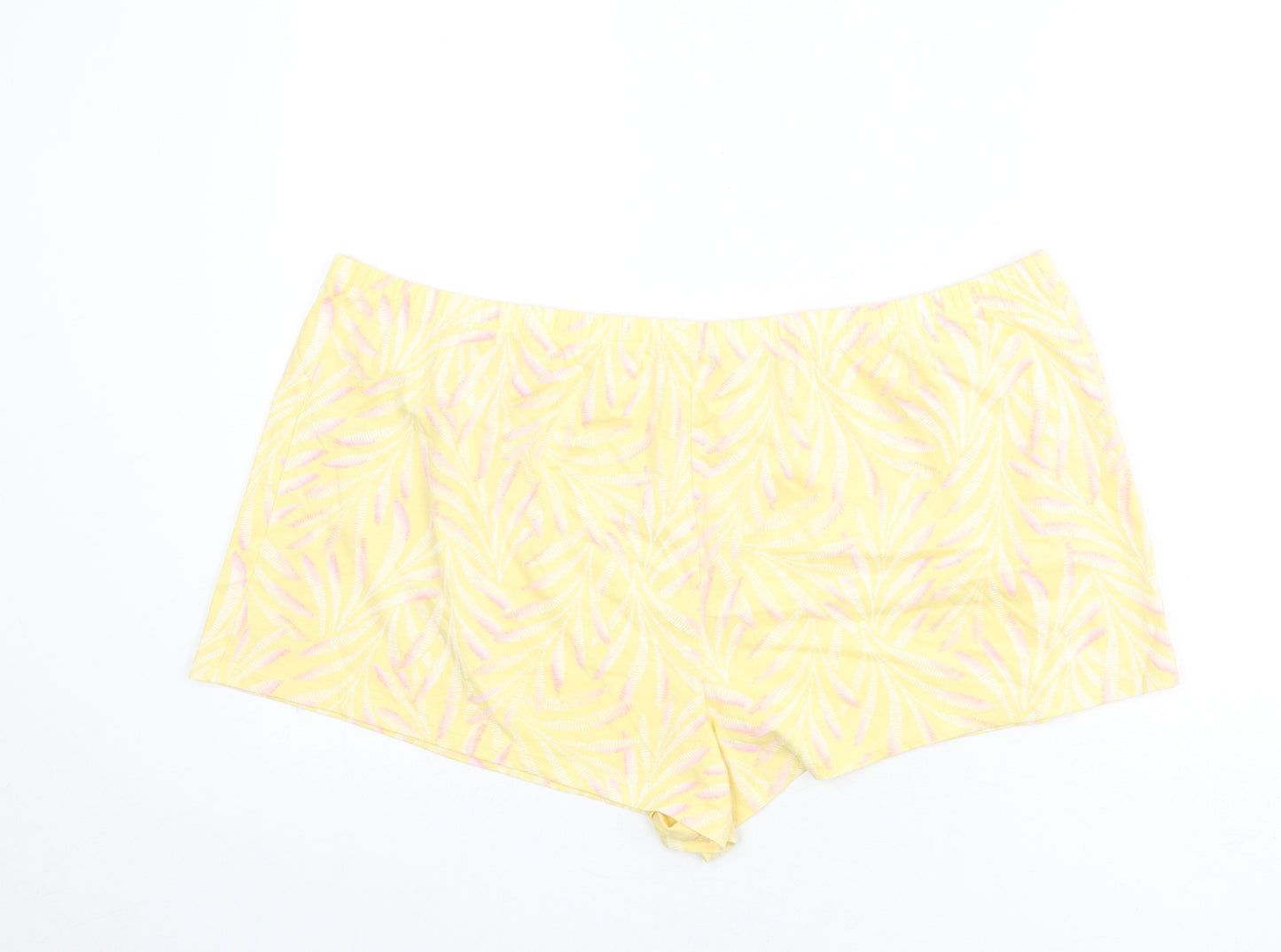 Marks and Spencer Womens Yellow Geometric 100% Cotton Capri Sleep Shorts Size XL