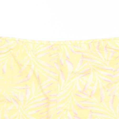 Marks and Spencer Womens Yellow Geometric 100% Cotton Capri Sleep Shorts Size XL
