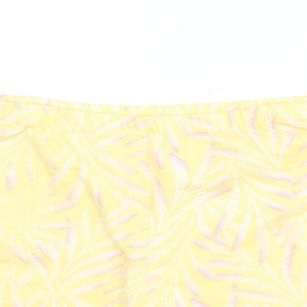 Marks and Spencer Womens Yellow Geometric 100% Cotton Capri Sleep Shorts Size XL