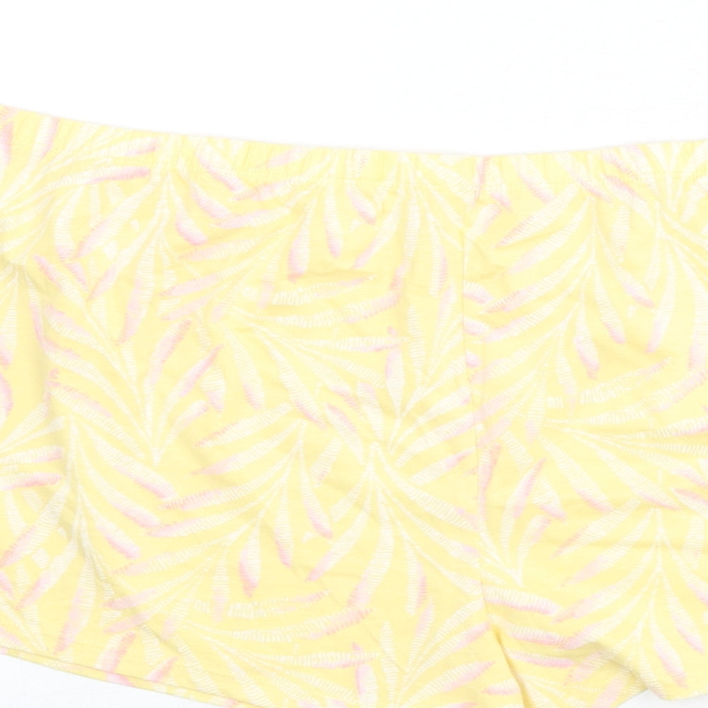 Marks and Spencer Womens Yellow Geometric 100% Cotton Capri Sleep Shorts Size XL