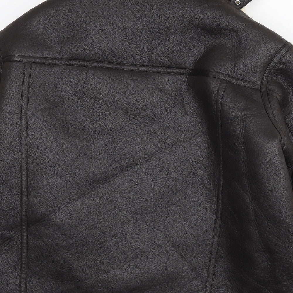 Marks and Spencer Womens Brown Biker Coat Size 22 Zip