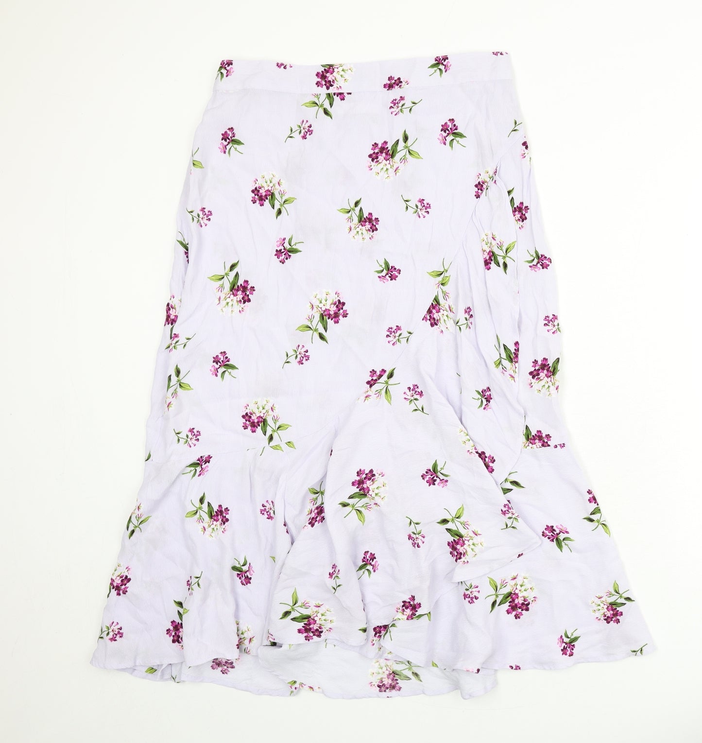 Per Una Womens Purple Floral Viscose Flare Skirt Size 14 Zip