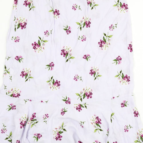 Per Una Womens Purple Floral Viscose Flare Skirt Size 14 Zip