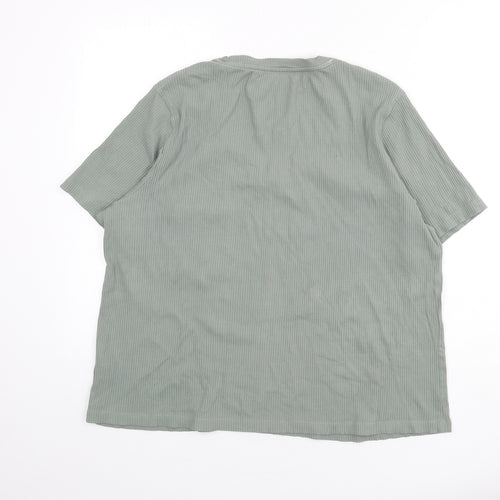 Marks and Spencer Womens Green Solid Cotton Top Pyjama Top Size 18