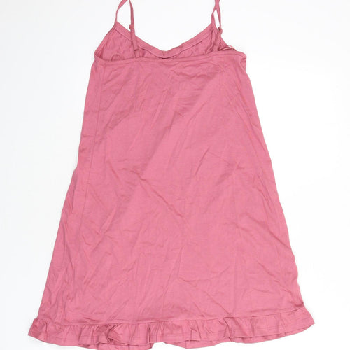 Marks and Spencer Womens Pink Solid Cotton Cami Dress Size S - Ruffle Edge