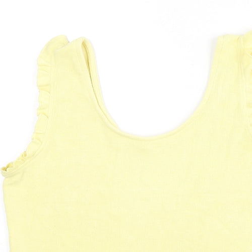 Mango Womens Yellow Polyester Basic Tank Size M Scoop Neck - Ruffle Detail