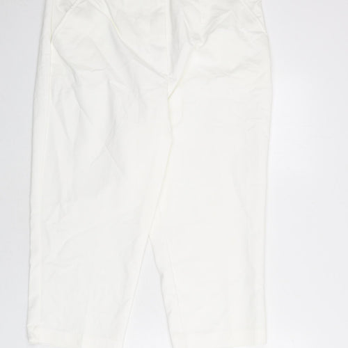 Marks and Spencer Womens White Cotton Trousers Size 20 L21 in Regular Zip