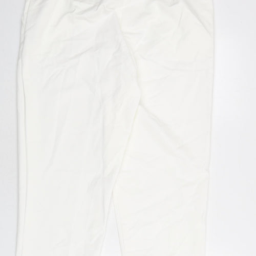 Marks and Spencer Womens White Cotton Trousers Size 20 L21 in Regular Zip