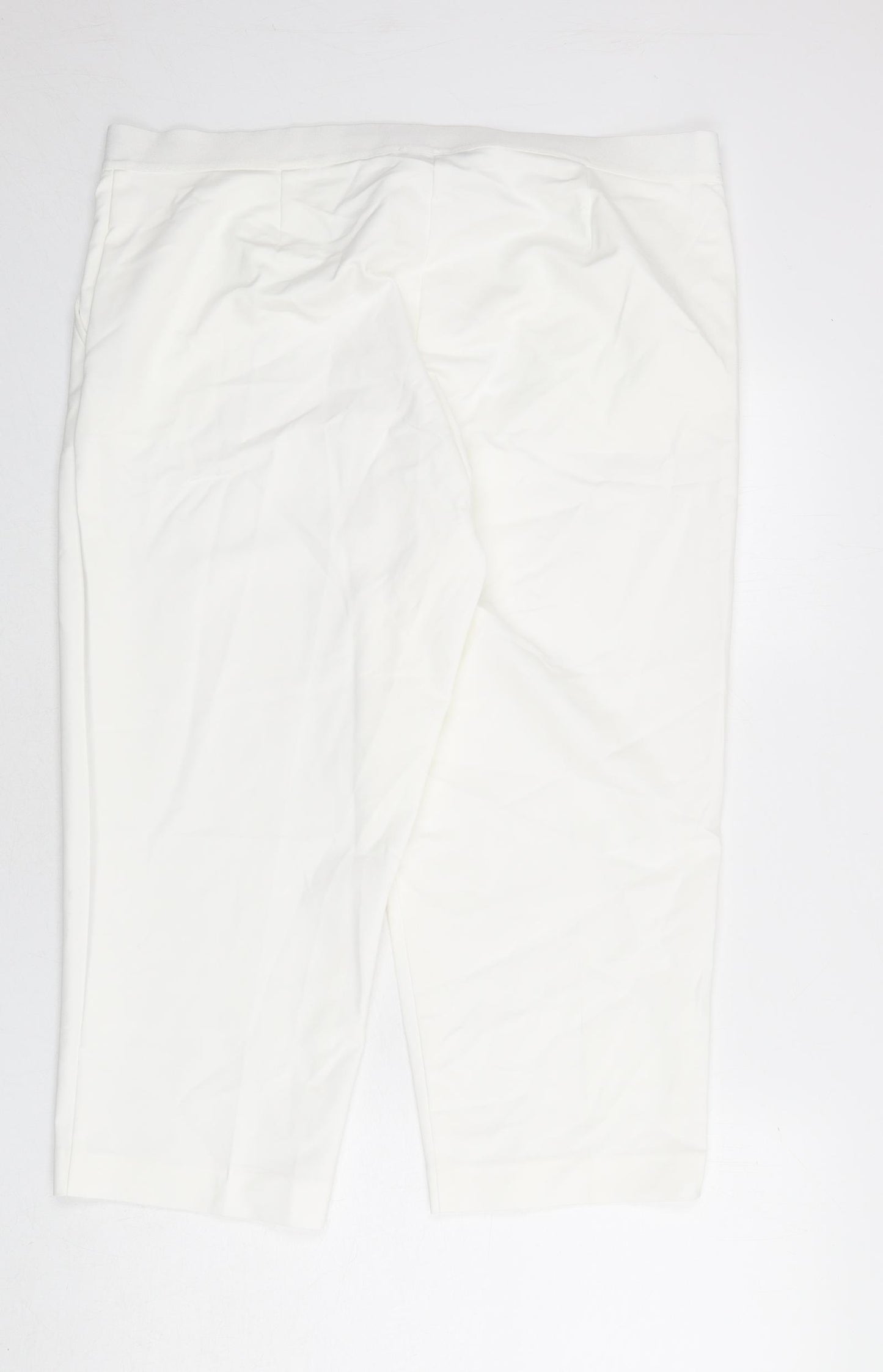 Marks and Spencer Womens White Cotton Trousers Size 20 L21 in Regular Zip