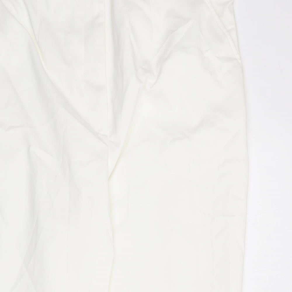 Marks and Spencer Womens White Cotton Trousers Size 20 L21 in Regular Zip