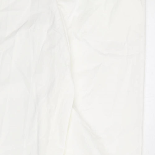 Marks and Spencer Womens White Cotton Trousers Size 20 L21 in Regular Zip