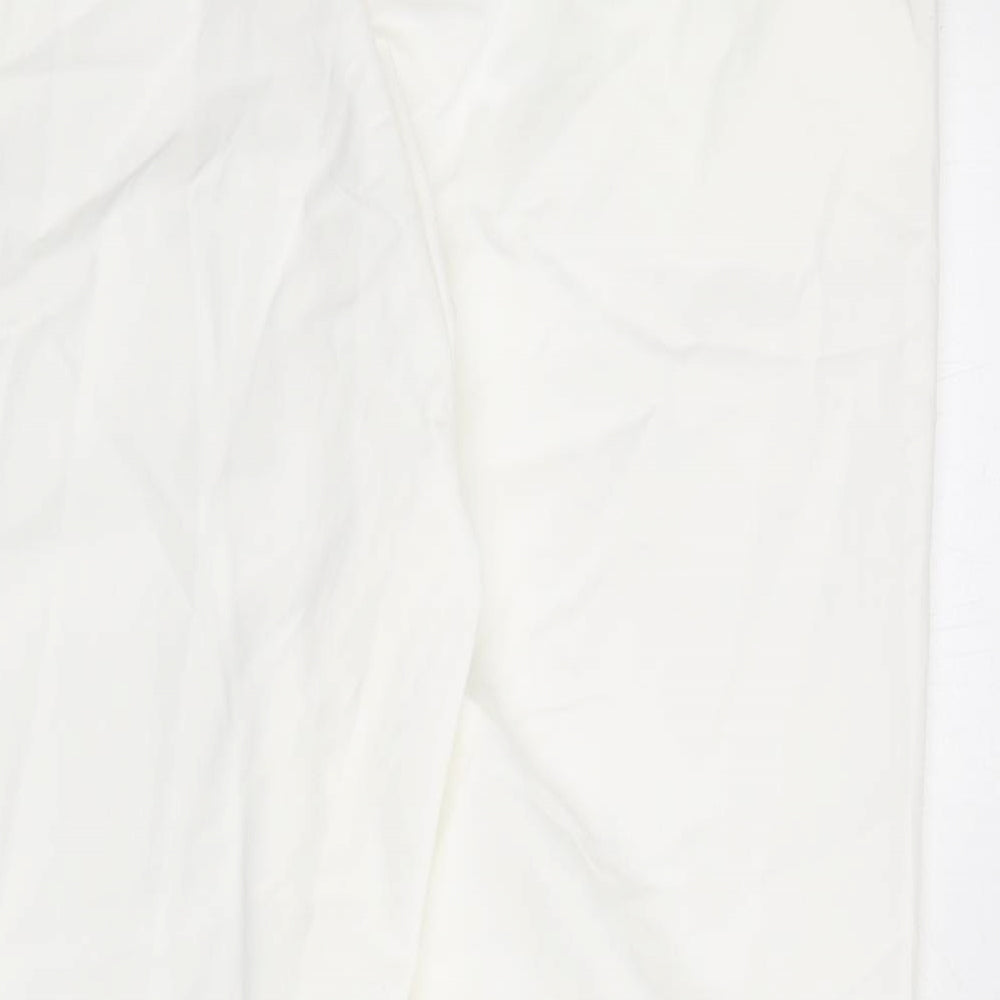 Marks and Spencer Womens White Cotton Trousers Size 20 L21 in Regular Zip