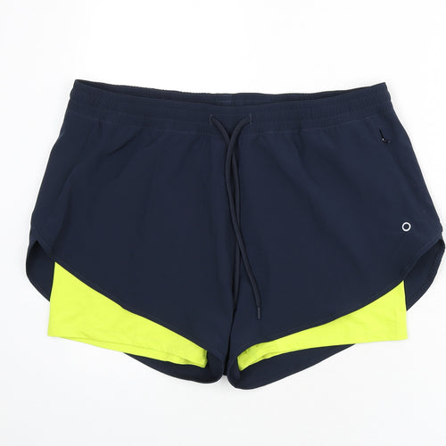 GOODMOVE Womens Blue Polyester Athletic Shorts Size 18 L3 in Regular Drawstring