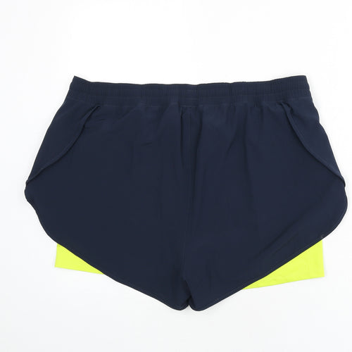 GOODMOVE Womens Blue Polyester Athletic Shorts Size 18 L3 in Regular Drawstring