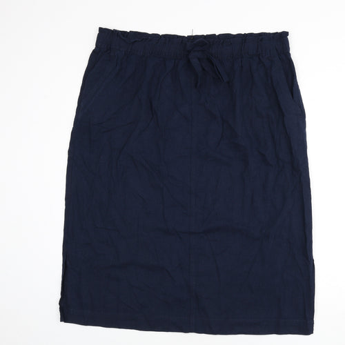 Marks and Spencer Womens Blue Linen A-Line Skirt Size 20 Drawstring