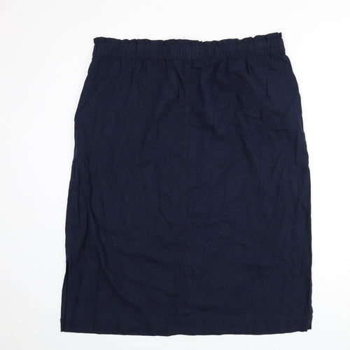 Marks and Spencer Womens Blue Linen A-Line Skirt Size 20 Drawstring
