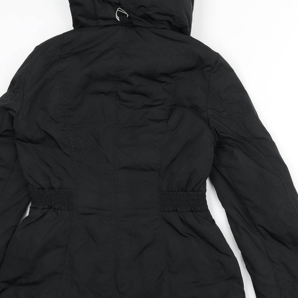 Monsoon Womens Black Rain Coat Coat Size S Zip