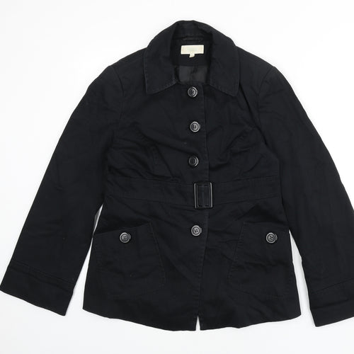 Marks and Spencer Womens Black Overcoat Coat Size 12 Button