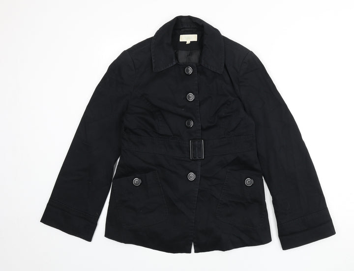 Marks and Spencer Womens Black Overcoat Coat Size 12 Button