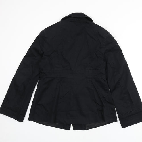 Marks and Spencer Womens Black Overcoat Coat Size 12 Button