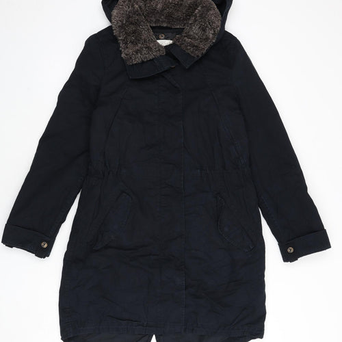 H&M Womens Blue Parka Coat Size 10 Zip