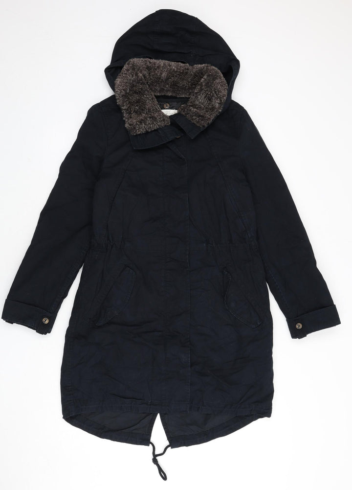 H&M Womens Blue Parka Coat Size 10 Zip