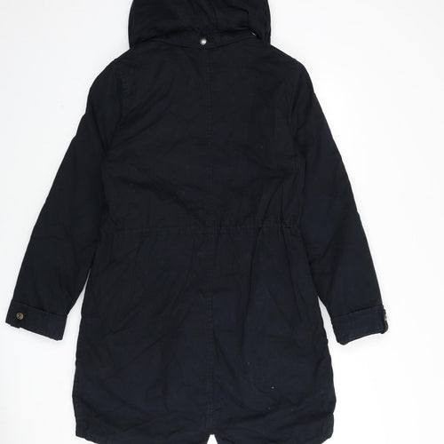 H&M Womens Blue Parka Coat Size 10 Zip