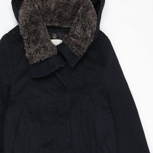 H&M Womens Blue Parka Coat Size 10 Zip