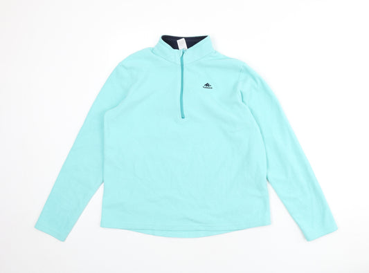 DECATHLON Girls Blue Polyester Pullover Sweatshirt Size 14-15 Years Zip